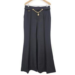 New Zimmermann Tama Tailored Pants Womens 3 Black Wide Flare Leg Gold Belt